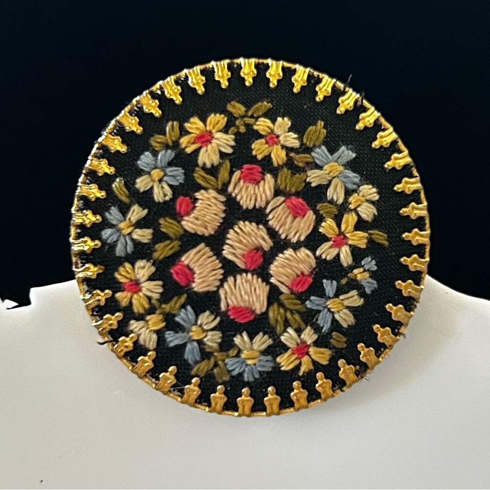Vintage Embroidered Brooch